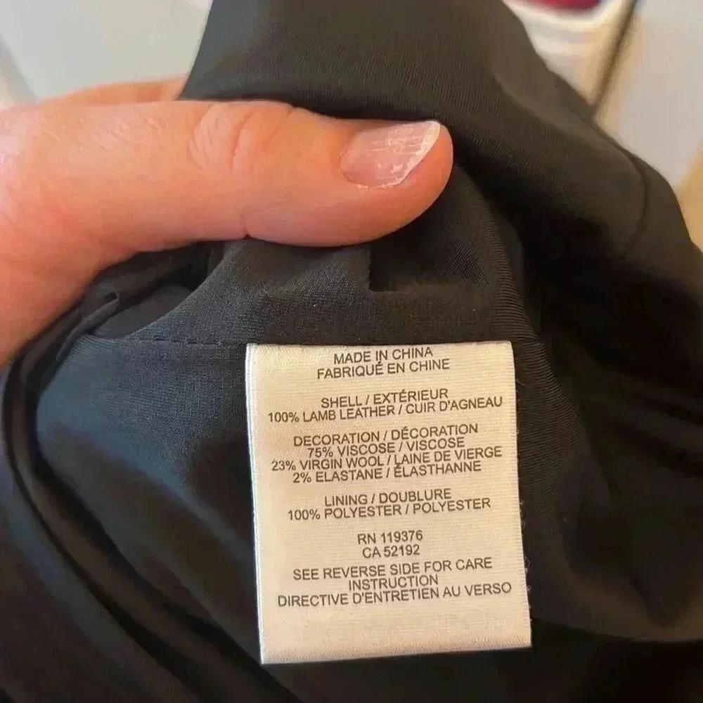 Helmut Lang Black Wool and Blistered Leather Panel Dress-Sz 2 - Picture 6 of 6